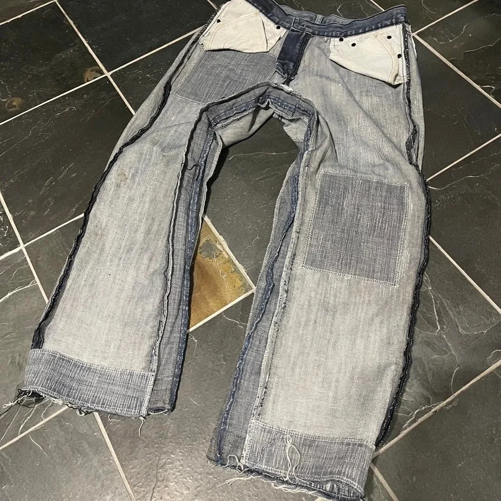 Fedi Cartel Custom 1 of 1 Distressed & Repaired Flared Baggy Jeans - 32/29